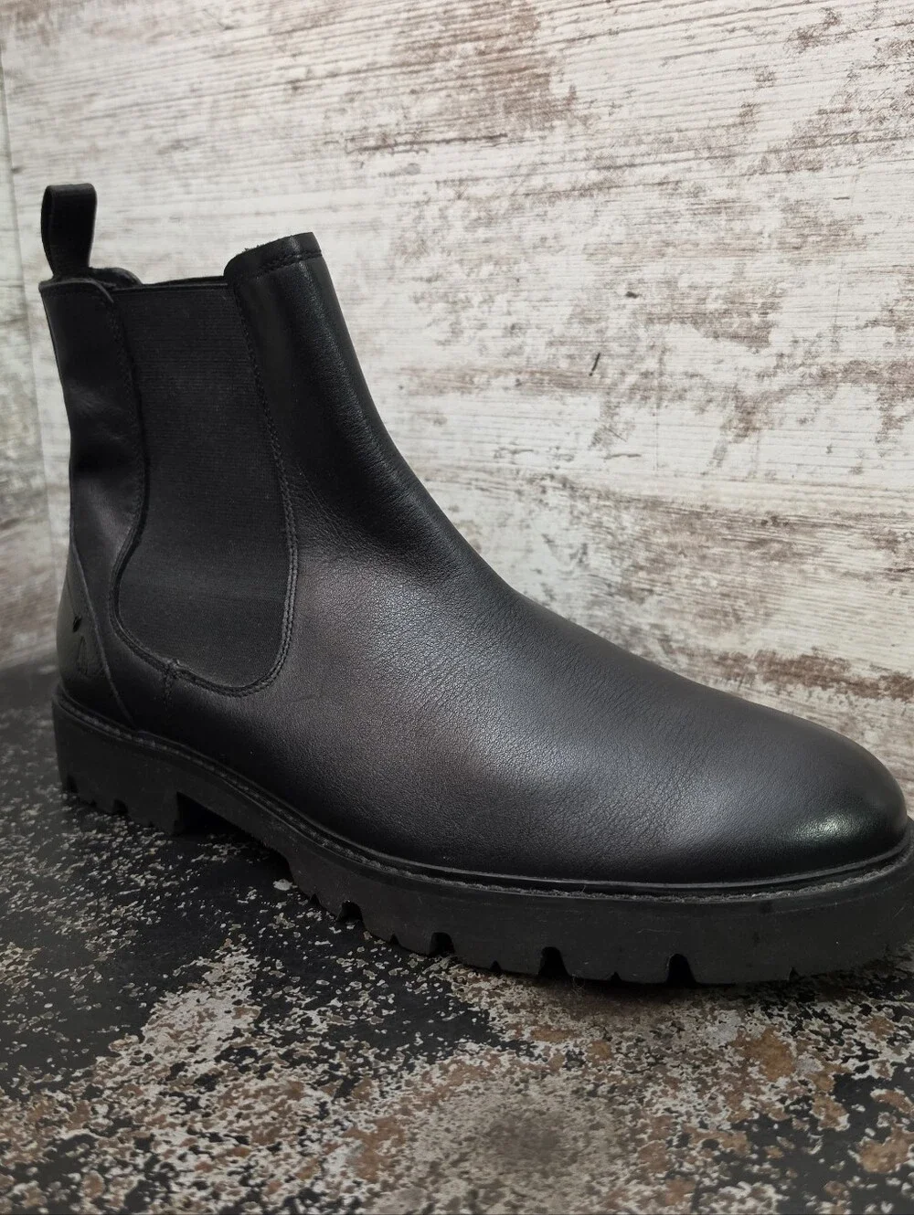 Mens Hush Puppies Chelsea Boots Sz 11.5 Wide Black Leather VGC Pull On